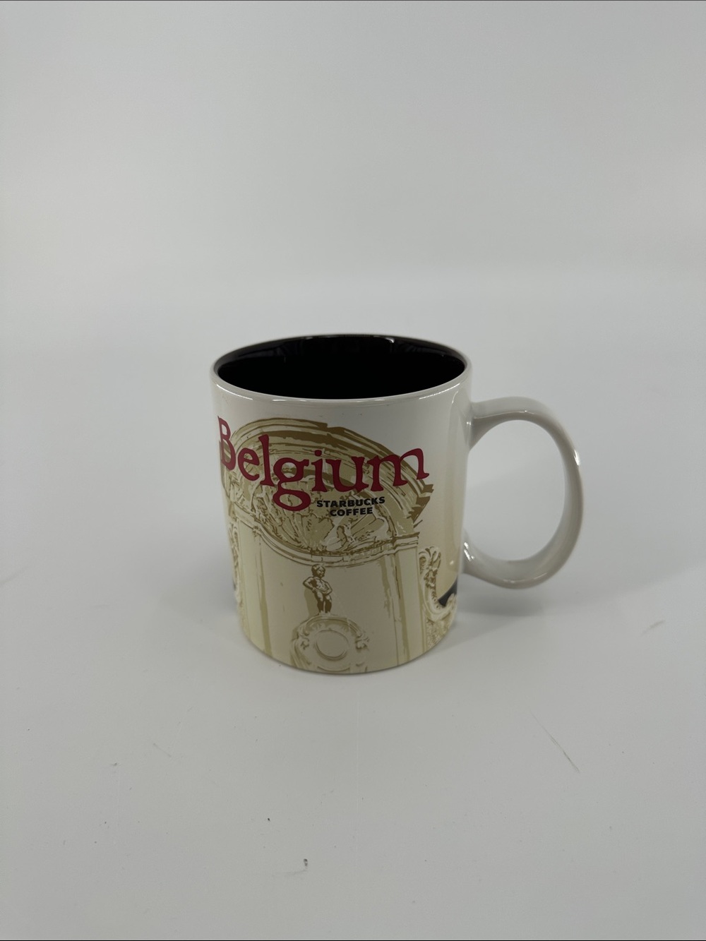Starbucks Belgium Ceramic Coffee Mug - Cream with Black Interior